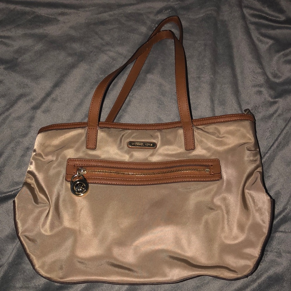Tan and brown Michael Kors purse